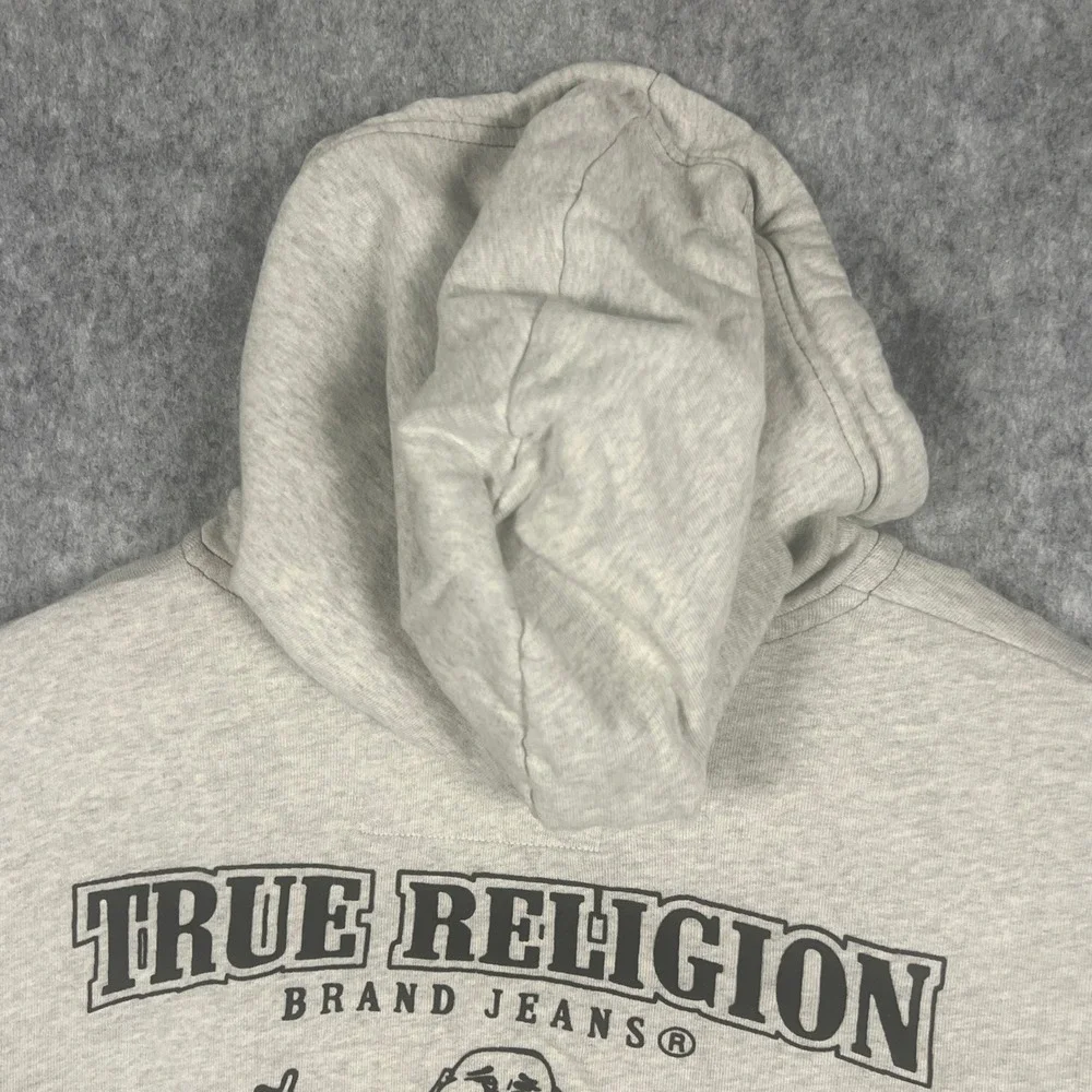 True Religion Men's World Tour Buddha Logo Zip Up Hoodie Gray XL MAOB129MF3